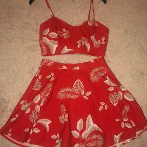 Two piece palm print mini skirt